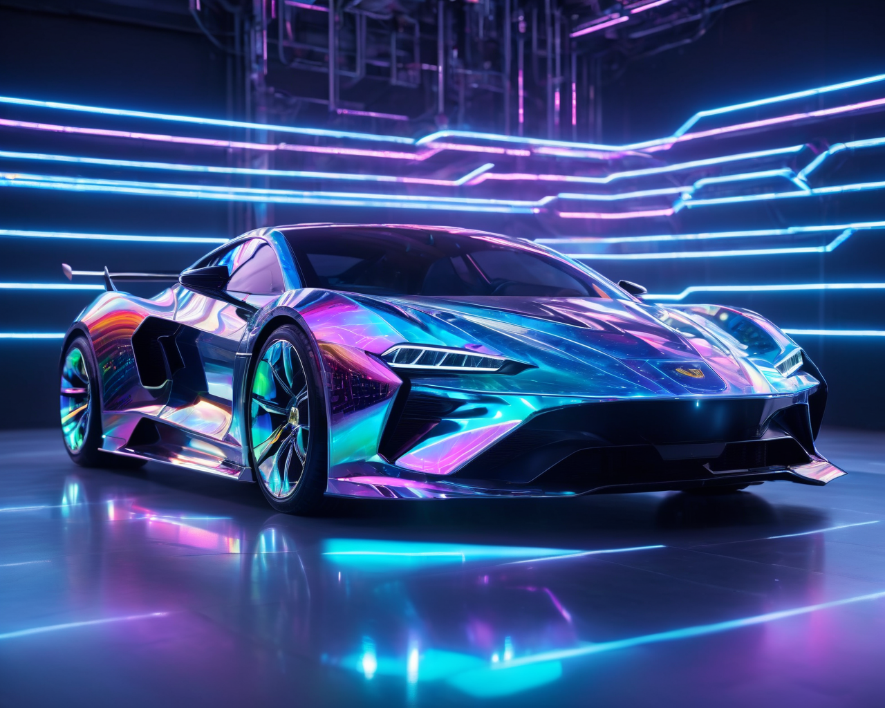 05519-2385040401-_lora_holographic1_10xl-10_0.7_,(holographic_1.2),holographic fabric,high quality exquisite wallpaper,wide_shot,(sports car_1.3).png
